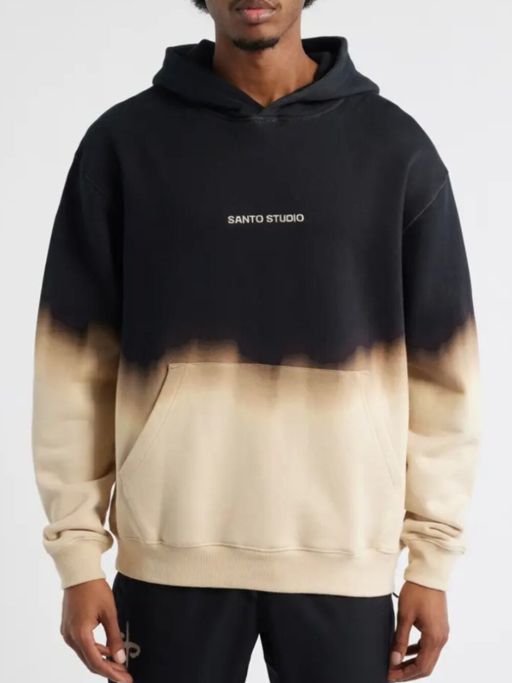 Santo Studio Twitch Edition Gradient Fleece Hoodie Black Tan Athleisure Sz M NWT